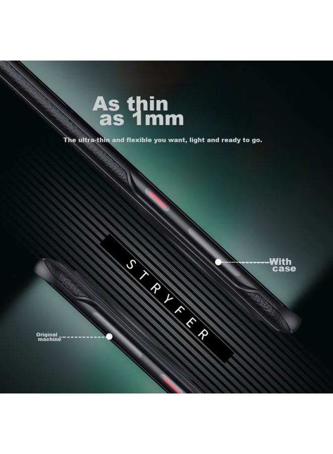 Stryfer Leather غطاء هاتف لـ Huawei Mate60pro/pro+، يتحول على الفور إلى Porsche Design، واقي Huawei Mate60pro+، غطاء جلد Le Zhen Version للرجال - أسود أنيق - Image 3