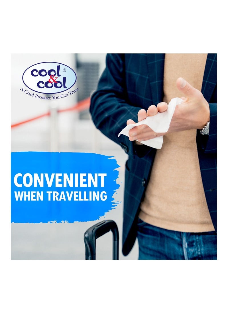 Cool & Cool - Cool & Cool Travelling Wipes - 30's Pack of 3- Convenient for Travel,Antibacterial Skin Wipes with Vitamin E,Aloe Vera Gel & Herb Extract, Soft & Gentle - Image 1