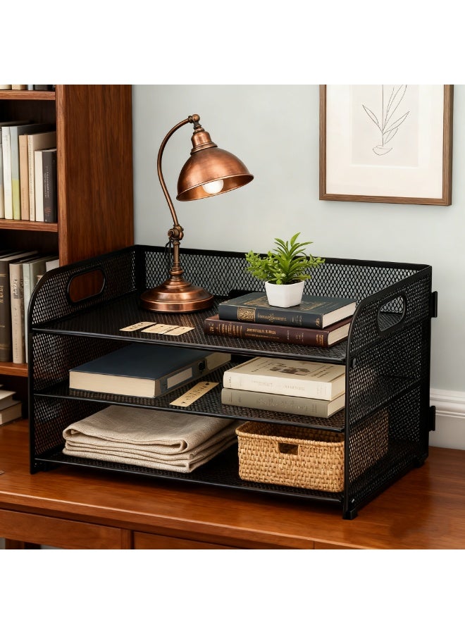 كي واي دي 3 أدراج درج خطابات منظم الورق مع منظم ملفات المكتب المشبك للمناولة، منظم ملفات فرز الورق للمكتب أو المنزل أو المدرسة - Image 1