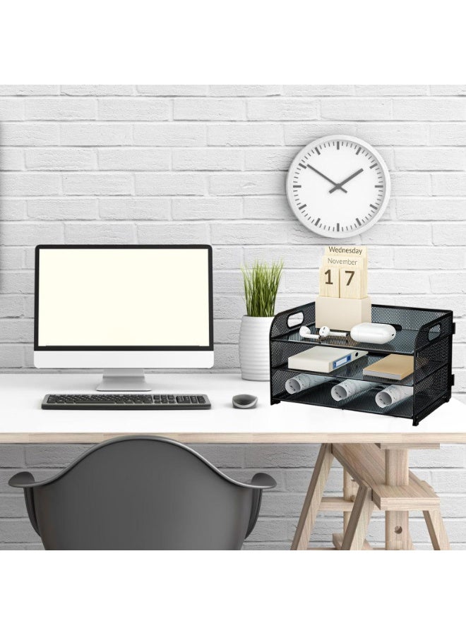 كي واي دي 3 أدراج درج خطابات منظم الورق مع منظم ملفات المكتب المشبك للمناولة، منظم ملفات فرز الورق للمكتب أو المنزل أو المدرسة - Image 5