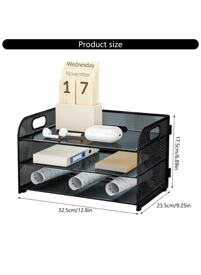 كي واي دي 3 أدراج درج خطابات منظم الورق مع منظم ملفات المكتب المشبك للمناولة، منظم ملفات فرز الورق للمكتب أو المنزل أو المدرسة - Image 3