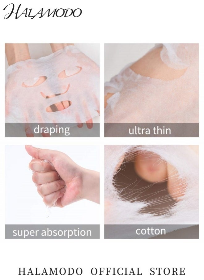 HALAMODO 100PCS Compressed Cotton Facial Mask Sheets Disposable Facial DIY Facial Portable Silk Compressed Sheets Individually Wrapped Paper Cotton Masks for Home and Travel  - Image 4