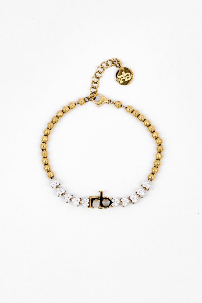 RoccoBarocco Women Gold Plated Silver Stone Bracelet, Gold  - Image 4