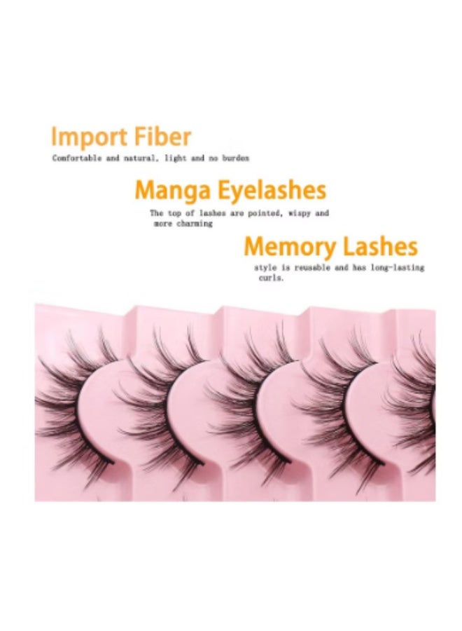 Generic Manga EyeLashes 10 Pairs Natural Look Fluffy False Eyelashes That Look Like Individual Cluster Lashes Soft Wispy Eyelashes, Reusable  - Image 2