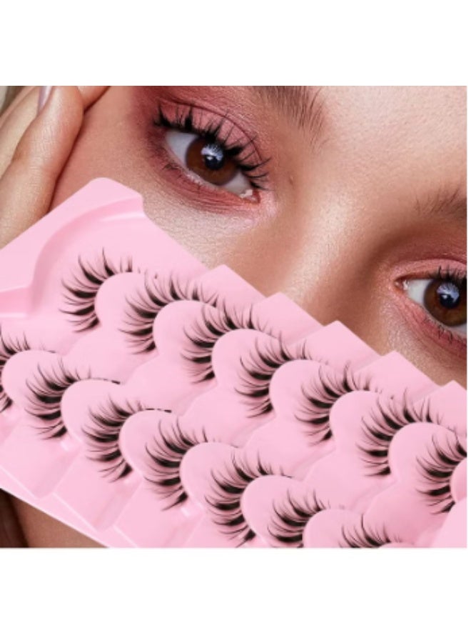 Generic Manga EyeLashes 10 Pairs Natural Look Fluffy False Eyelashes That Look Like Individual Cluster Lashes Soft Wispy Eyelashes, Reusable  - Image 1