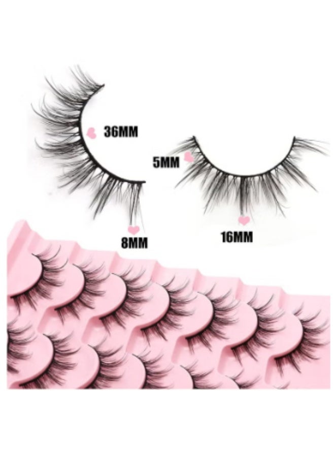 Generic Manga EyeLashes 10 Pairs Natural Look Fluffy False Eyelashes That Look Like Individual Cluster Lashes Soft Wispy Eyelashes, Reusable  - Image 3