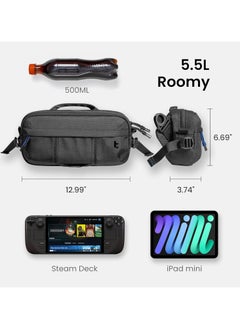 Tomtoc Wander-T26 5.5L Sling Bag, Heavy Duty Crossbody Bag for Men/Women, Water-resistant Tactical Carry Chest Daypack Travel Shoulder Pack for Nintendo Switch 2, Steam Deck OLED, ASUS ROG Ally X, iPad mini  - Image 2