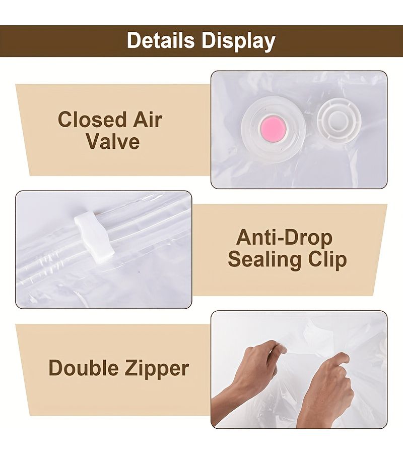8Pcs Vacuum Compression Storage Bags Set with Hand Pump Three Sizes - Image 4