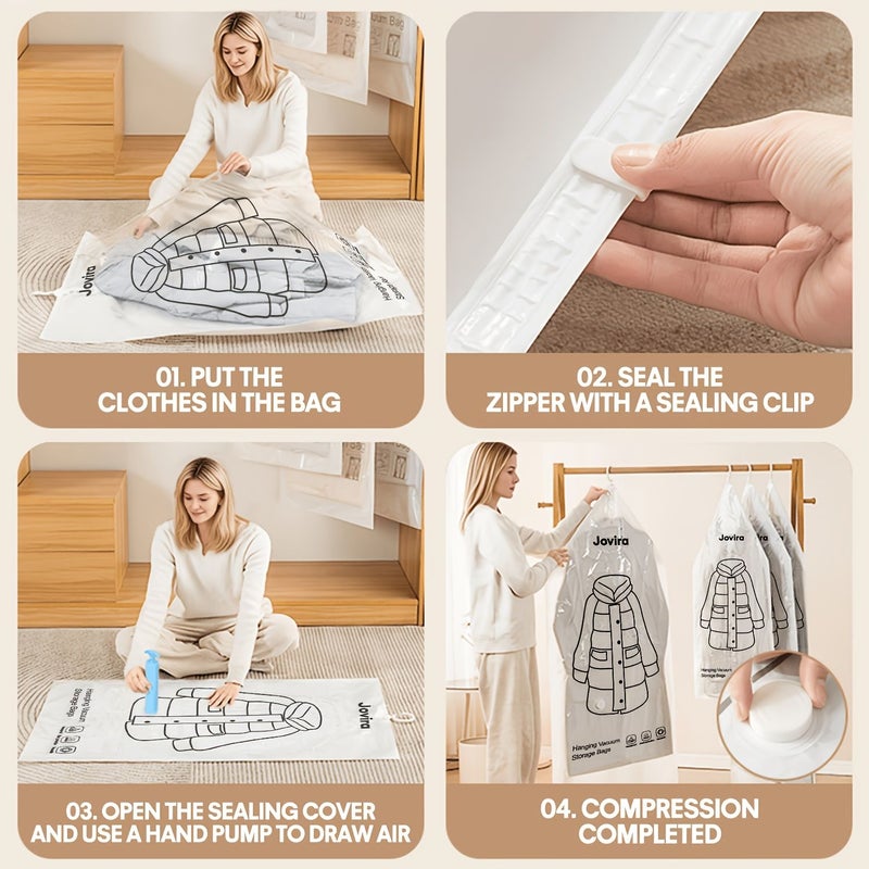 8Pcs Vacuum Compression Storage Bags Set with Hand Pump Three Sizes - Image 3
