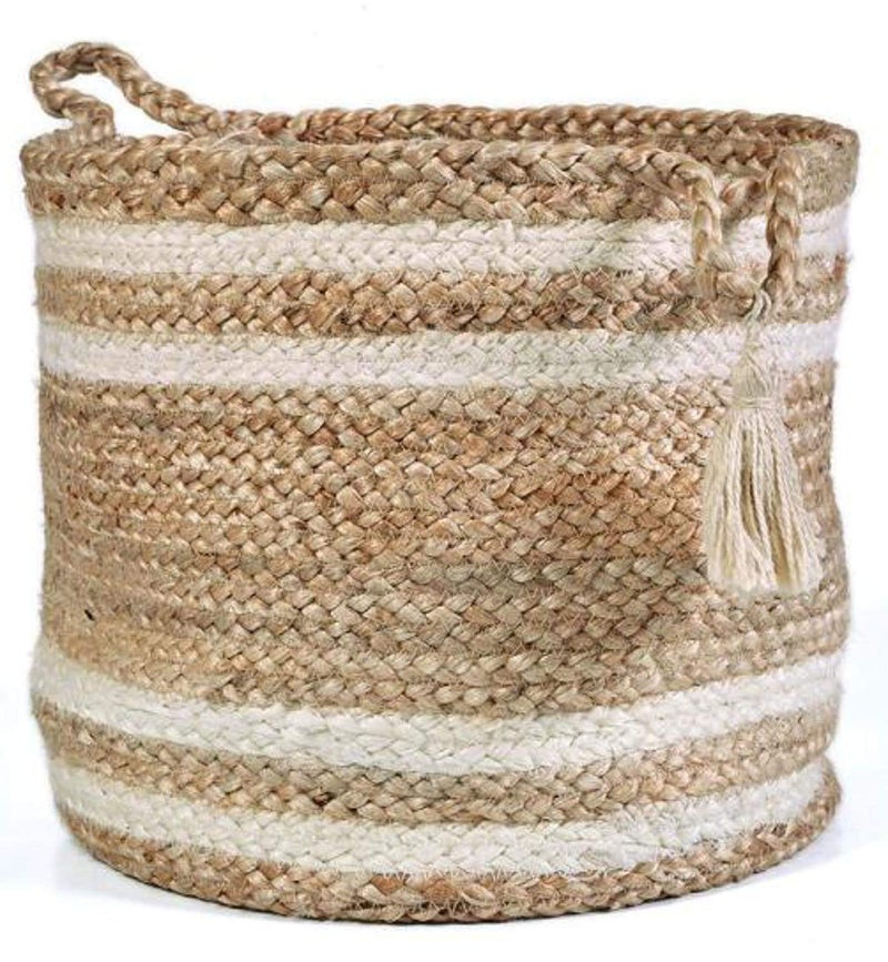 bewild Be Wild Jute Planter PotsStorage Basket with handle MultiPurpose use for Bathroom Living Room 10x12 inch T01  - Image 3