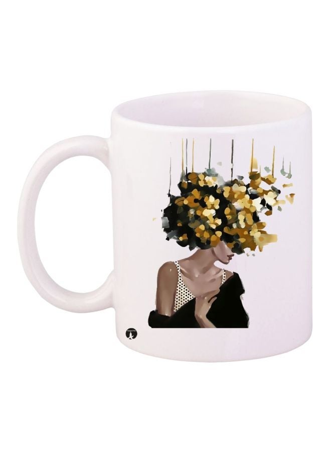 Girl Printed Coffee Mug White/Black/Green 11ounce