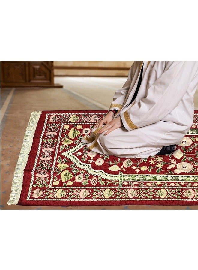 JCB CHIC Muslim Prayer Rug Islamic Mat,70 * 120 cm Fringe Prayer MatMuslim Gift for Women Men,Soft Islamic Prayer Rug,Prayer Carpet Mat,Soft Mat Islam Gifts Set,Cotton Fabric L2526 - Image 4