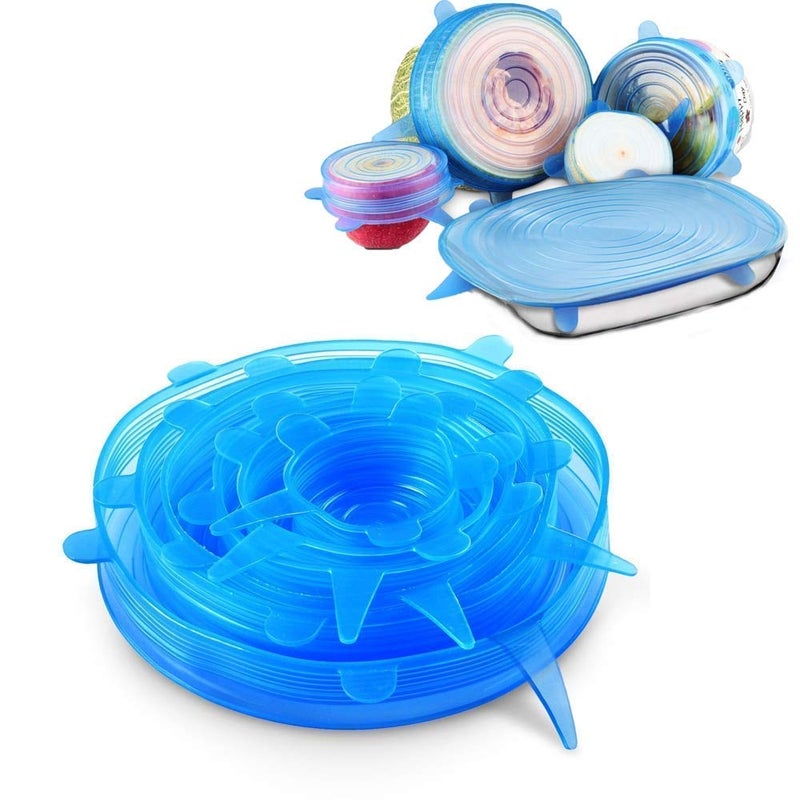 Gnanex أغطية سيليكون قابلة لإعادة الاستخدام من غنانكس، أغطية وعاء تخزين الطعام المتينة، أغطية مرنة تناسب أحجام وأشكال مختلفة من الحاويات (مجموعة من 6) - Image 5