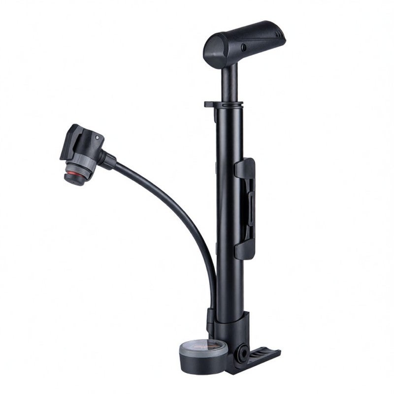 Giyo Mini Bike Pump 120 PSI with Presta and Schrader Valve Compatible - Durable Aluminum Alloy Body Foldable Handle for Road Mountain Bike - Image 1