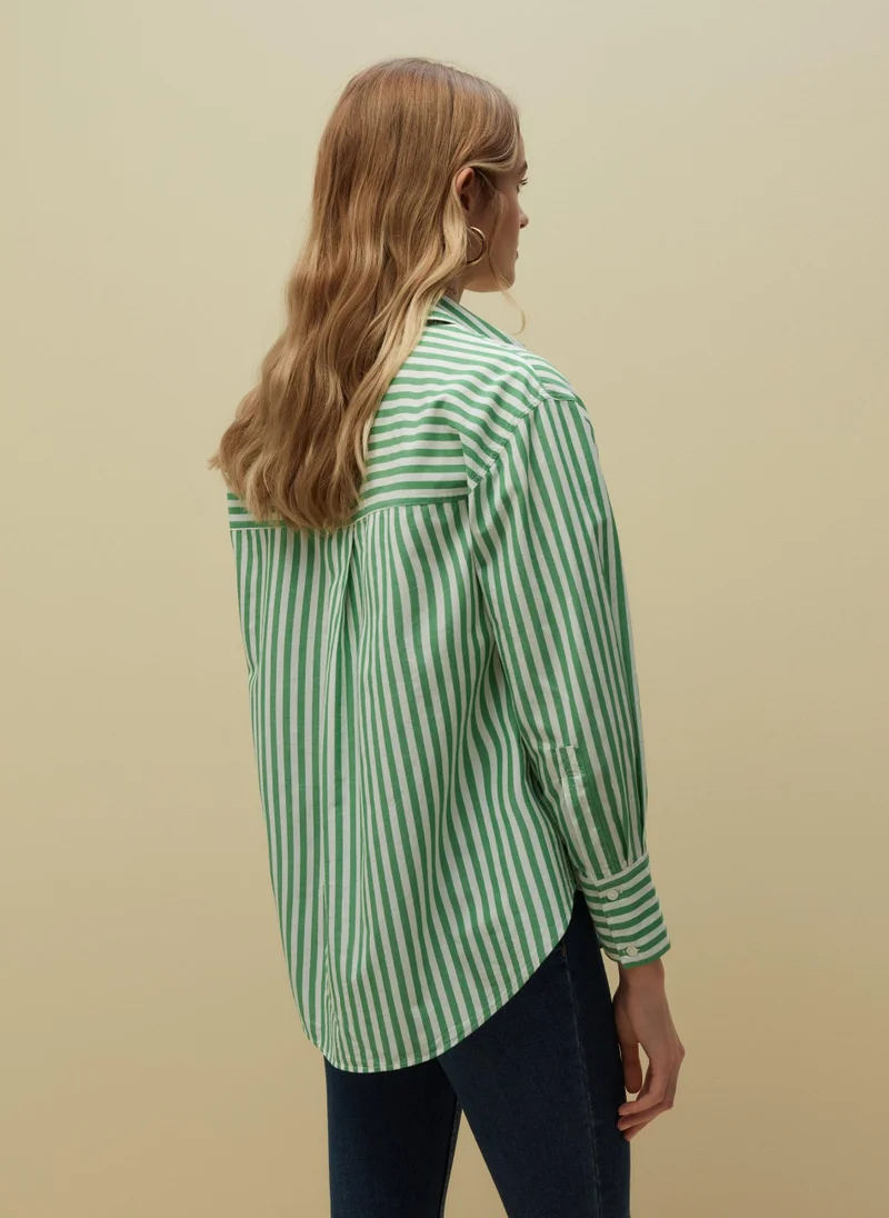 او في اس Ovs Piombo Cotton Oversized Shirt