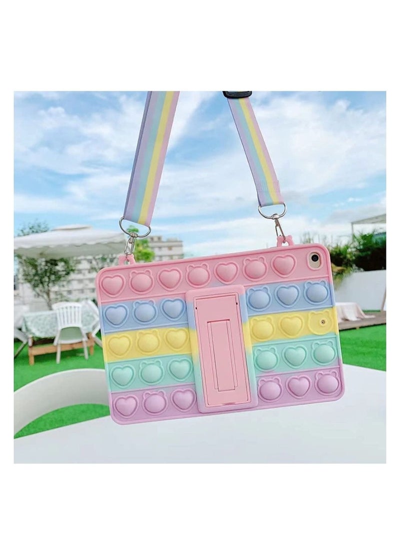 كابتن تيك جراب Fidget Toy Push Pop Bubble لجهاز iPad ، غطاء حماية كامل الجسم ناعم بألوان قوس قزح مع حامل مسند قابل للطي ، غطاء واقي لجهاز iPad (iPad Air / Pro 10.5 '' (2019)) - Image 1