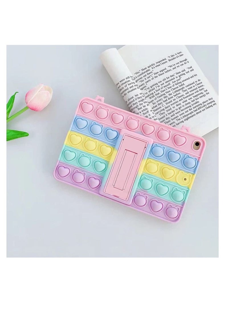 كابتن تيك جراب Fidget Toy Push Pop Bubble لجهاز iPad ، غطاء حماية كامل الجسم ناعم بألوان قوس قزح مع حامل مسند قابل للطي ، غطاء واقي لجهاز iPad (iPad Air / Pro 10.5 '' (2019)) - Image 2