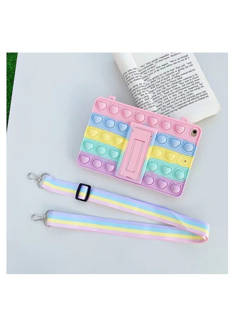 كابتن تيك جراب Fidget Toy Push Pop Bubble لجهاز iPad ، غطاء حماية كامل الجسم ناعم بألوان قوس قزح مع حامل مسند قابل للطي ، غطاء واقي لجهاز iPad (iPad Air / Pro 10.5 '' (2019)) - Image 3