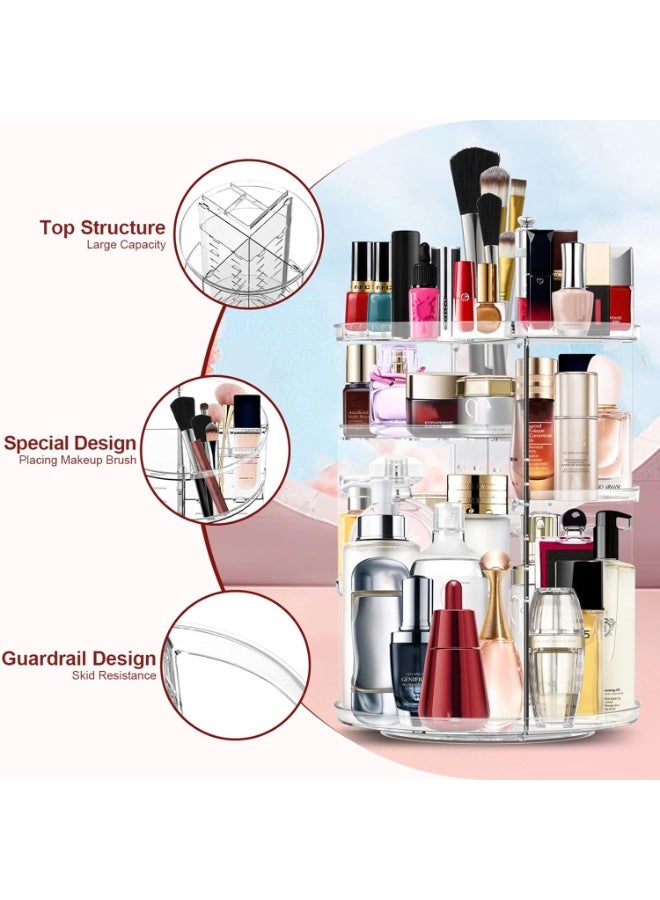 Miserwe Makeup Organizer 360 Rotating Cosmetic Organizer DIY Adjustable Makeup Carousel Spinning Holder Rack, Large Capacity Cosmetic Storage Box Makeup Brushes Organizer for Vanity Countertop (Clear) - Image 2