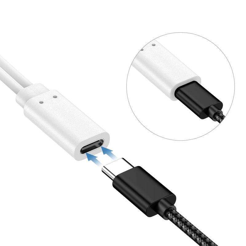 weishan USB C Splitter Charge Cable, 2-in-1 Charger, USB-C Female to 2 Type-C Male 1 in 2 Out Charging Cord, 1ft Short White Wire - Image 5