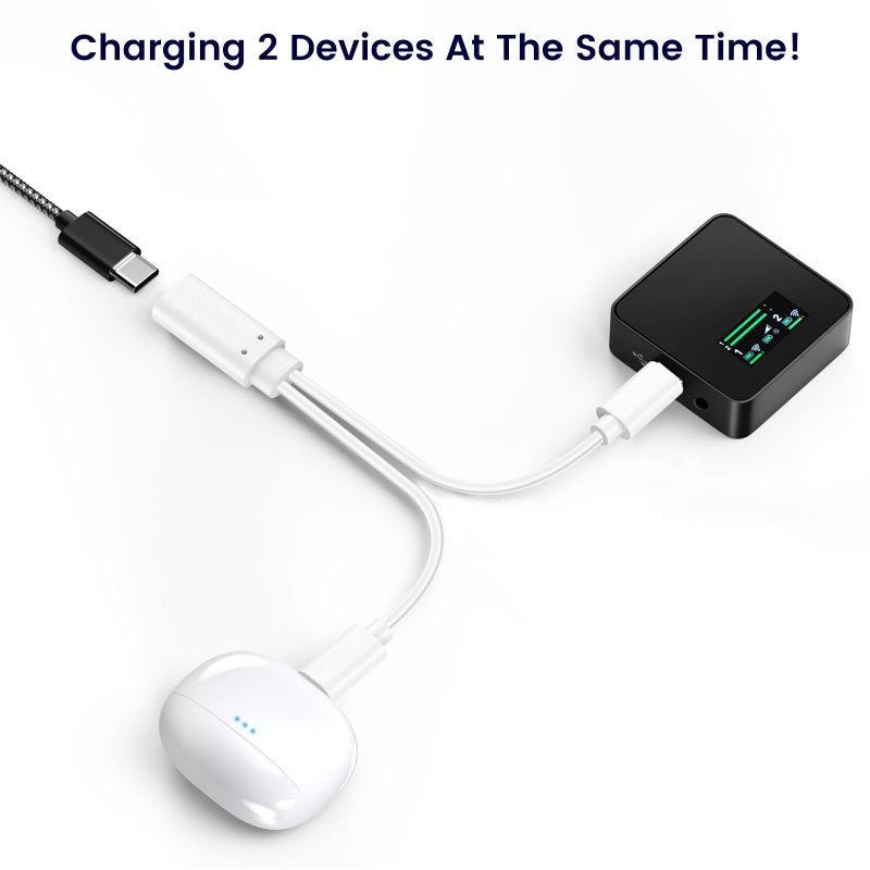 weishan USB C Splitter Charge Cable, 2-in-1 Charger, USB-C Female to 2 Type-C Male 1 in 2 Out Charging Cord, 1ft Short White Wire - Image 3