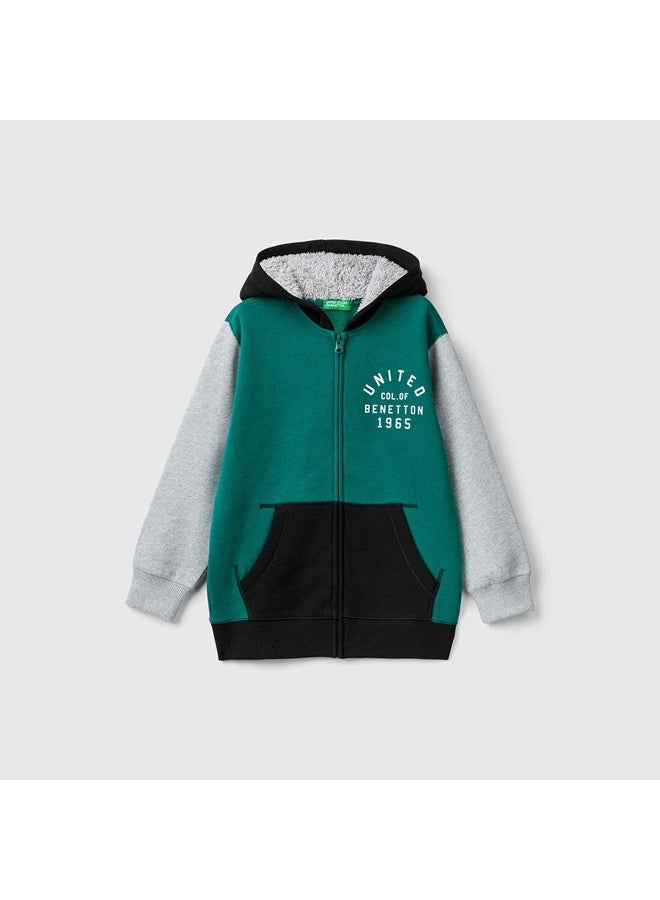 بينيتون سويت شيرت للأولاد مع غطاء مبطن - Image 1