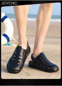 Joychic Men Trendy Outdoor Slippers Personalized Dual-purpose Sandals Household Anti-slip Breathable Quick-drying Summer Beach Sandals Black  - Image 1