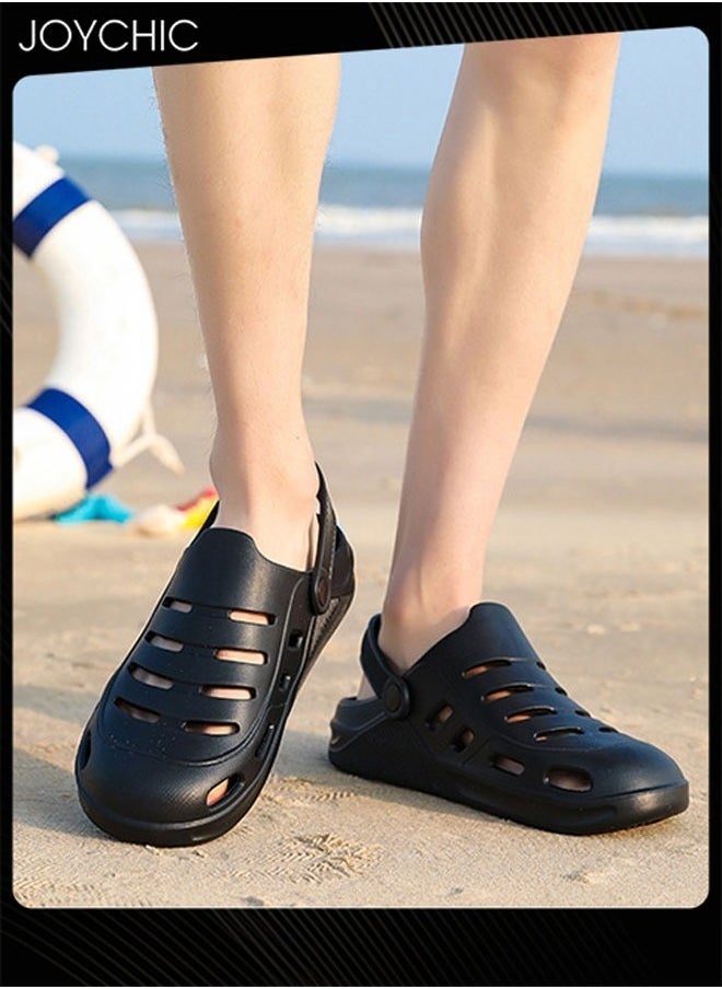 Joychic Men Trendy Outdoor Slippers Personalized Dual-purpose Sandals Household Anti-slip Breathable Quick-drying Summer Beach Sandals Black  - Image 1