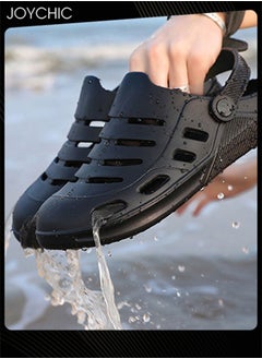 Joychic Men Trendy Outdoor Slippers Personalized Dual-purpose Sandals Household Anti-slip Breathable Quick-drying Summer Beach Sandals Black  - Image 4