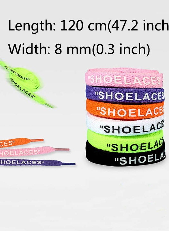 Jurxy 3 Pairs "Shoelaces" Text Printed Flat Shoelaces Replacement Shoe Laces for Sneakers Shoe Laces Swap – 1.2M – Orange Pink Fluorescent Green - Image 2