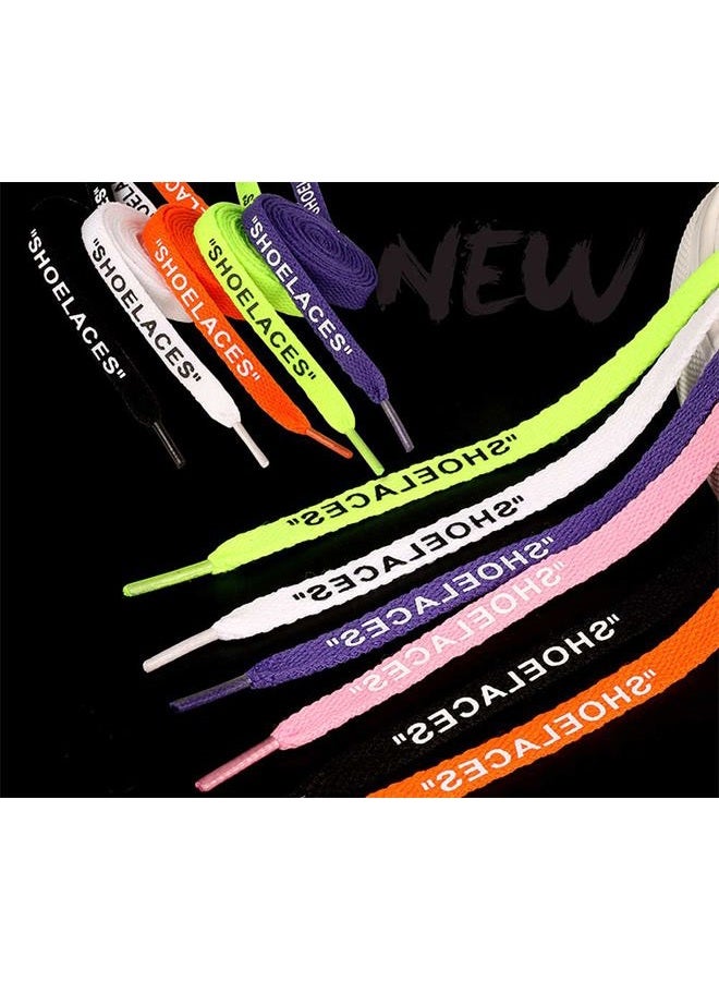 Jurxy 3 Pairs "Shoelaces" Text Printed Flat Shoelaces Replacement Shoe Laces for Sneakers Shoe Laces Swap – 1.2M – Orange Pink Fluorescent Green - Image 3