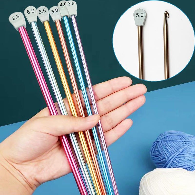 Hobekoee 2Pcs Tunisian Crochet Hook 6.5mm 7mm,Extra Long Crochet Hook 13.8in Afghan Crochet Needles Aluminum Tunisian Crochet for Crochetingï¼†Knitting Lovers - Image 5