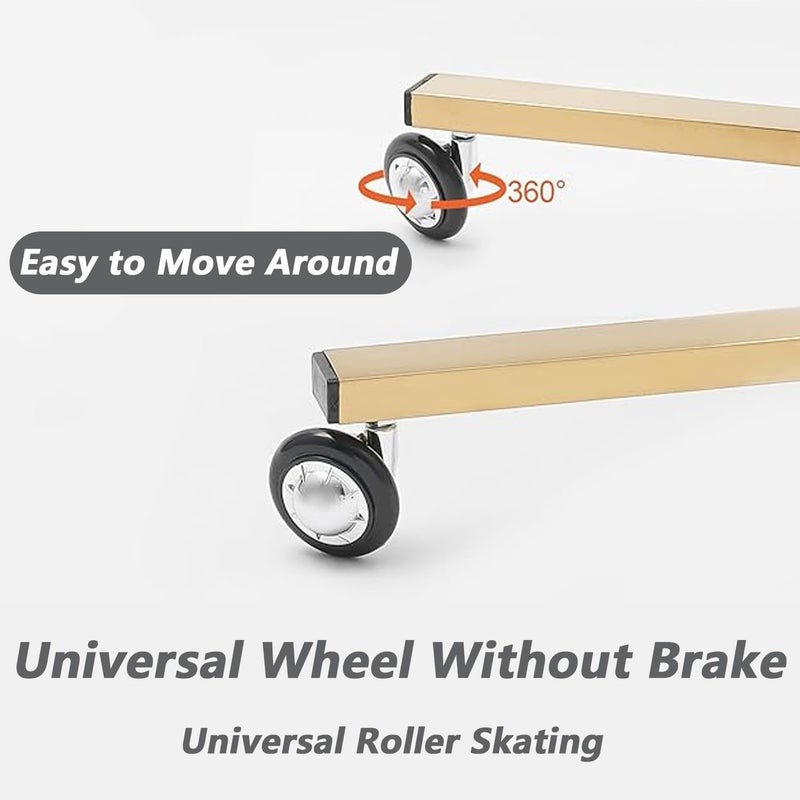 2 Tier Metal Rolling Cart, Stainless Steel Salon Tray with Wheels, Foldable Utility Carts, Folding Salon Tray Trolley, Rolling Tray Salon Trolley for Tattoo,Gold - Image 4
