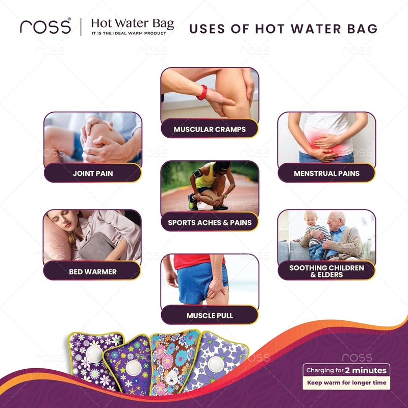 ROSS Electric Hot Water Bag & Heating Pad – Pain Relief Solution with Hand Warmer Pockets, Soft Fabric, Fast Heating, Ideal for Back Pain, Cramps & Winter Comfort (Multicolour) (Multicolor) - Image 5