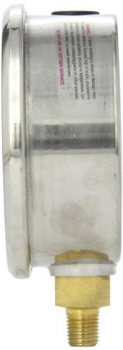 PIC Gauges PIC Gauge 201L-404U 4" Dial, 0/10000 psi Range, 1/4" Male NPT Connection Size, Bottom Mount Glycerine Filled Pressure Gauge with a Stainless Steel Case, Brass Internals, Stainless Steel Bezel, and Polycarbonate Lens - Image 2