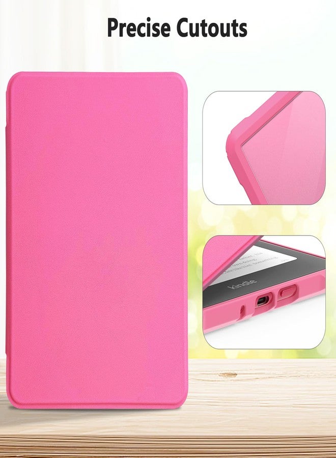 E NET-CASE Case for Kindle Paperwhite 12th Gen 2024 Released (7") & Kindle Colorsoft Signature Edition,Clear Back Shell Durable PU Leather Cover with Auto Sleep Wake,Raspberry - Image 5