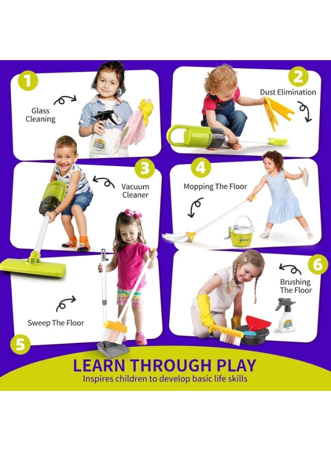 LBMT Kids Cleaning Toy Set, Pretend Play Home Cleaning Playset Incl：Electric Toy Vacuum, Broom and Dustpan Set, Mop,Duster and More,Cleaning Tools Toys for Boys and Girls. - Image 3