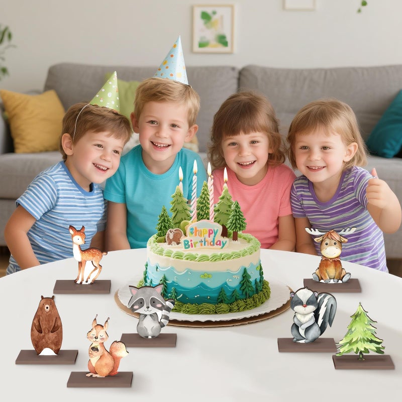 DAECHAO 12 Pack Woodland Animals Baby Shower Decorations, Kid Forest Happy Birthday Decoration Centerpieces for Tables Woodland Nursery Animal Decor Home Office Farmhouse (CUTE2) - Image 4