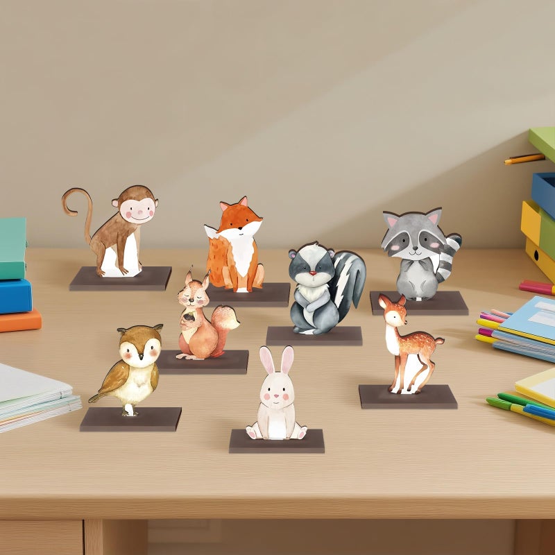 DAECHAO 12 Pack Woodland Animals Baby Shower Decorations, Kid Forest Happy Birthday Decoration Centerpieces for Tables Woodland Nursery Animal Decor Home Office Farmhouse (CUTE2) - Image 5