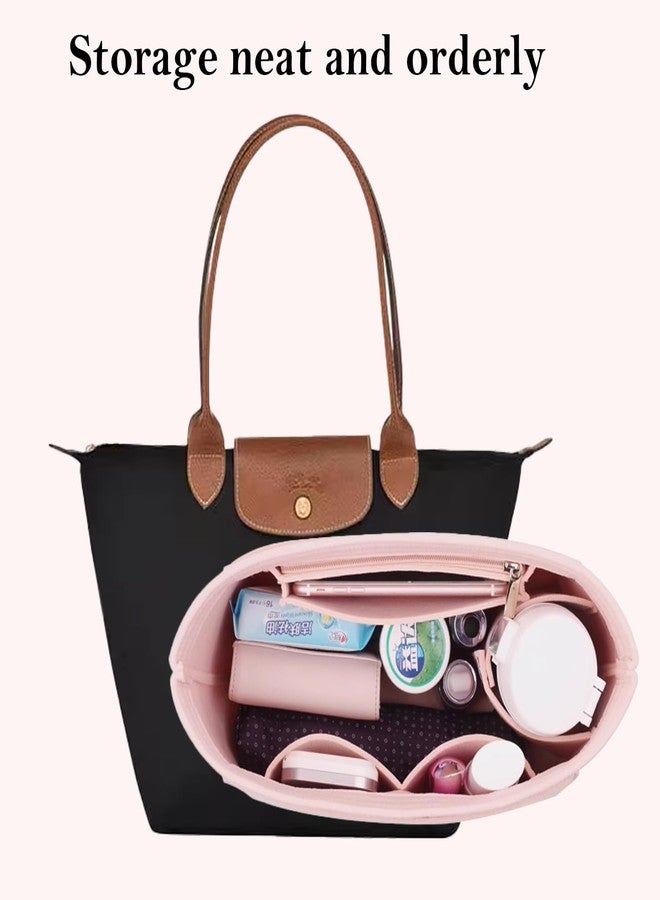 D.DUO Bag Insert Organizer, purse accessories, Suitable For Longchamp long handle tote organizer (Black, L（long handle）) - Image 3