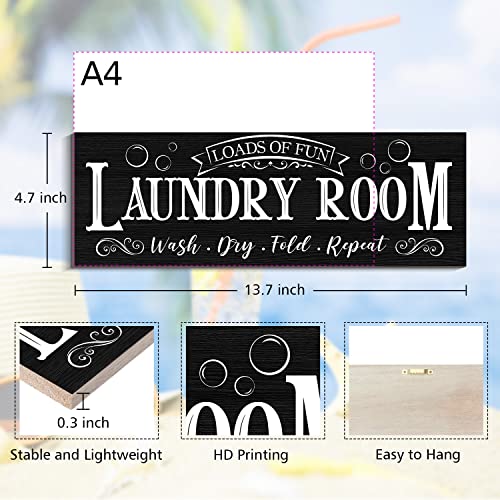 Creoate Rustic Family Laundry Room Rules Decor - 2 Piece Wall Plaque (White & Black) - Image 3