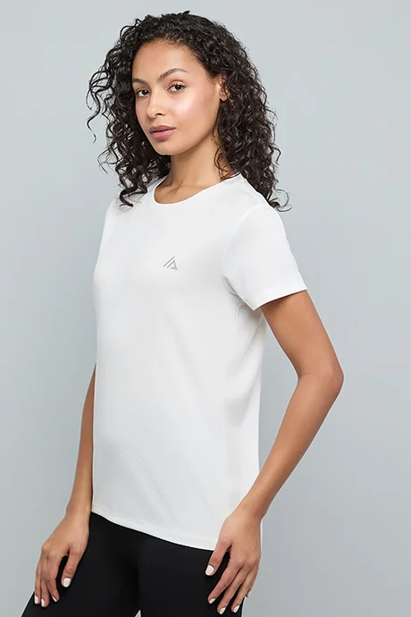 R&B Logo Detail Active T-Shirt with Crew Neck and Short Sleeves