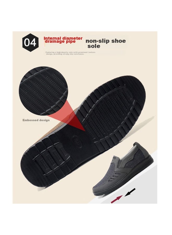 Anglerfish Old Beijing Cloth Shoes For Men, Dad Shoes, Soft Sole, Middle-aged And Elderly, Large Size, Spring And Autumn Breathable Shoes Ak33303, Gray, Size 41 - Image 5