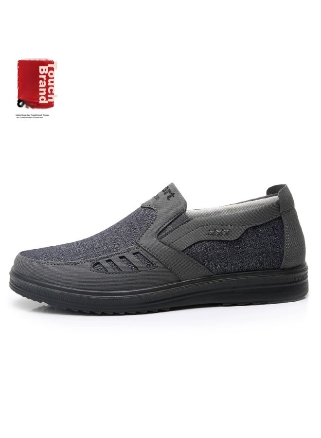 Anglerfish Old Beijing Cloth Shoes For Men, Dad Shoes, Soft Sole, Middle-aged And Elderly, Large Size, Spring And Autumn Breathable Shoes Ak33303, Gray, Size 41 - Image 2
