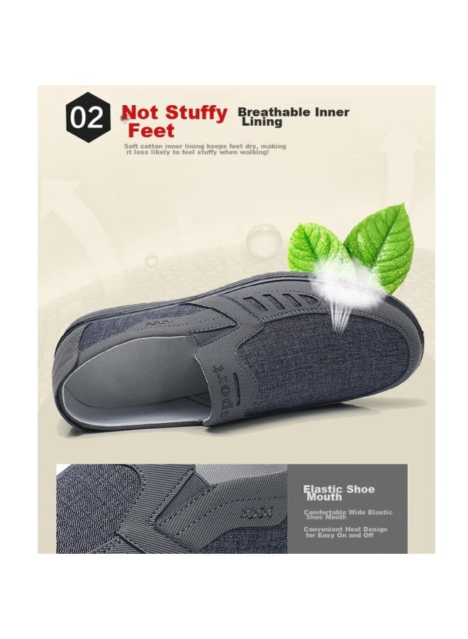 Anglerfish Old Beijing Cloth Shoes For Men, Dad Shoes, Soft Sole, Middle-aged And Elderly, Large Size, Spring And Autumn Breathable Shoes Ak33303, Gray, Size 41 - Image 4