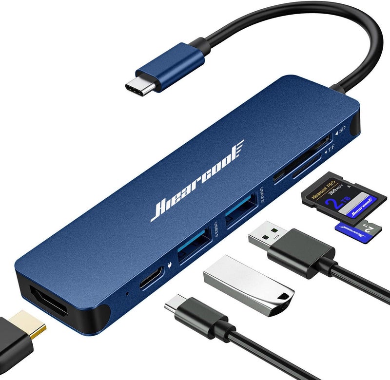 Hiearcool USB C Hub for MacBook Air/Pro, 7-in-1 USBC Adapter Multiport with 4K HDMI Dongle, USB-C Dock Laptop Docking Station for Thunderbolt 3/4 Laptops and Other Type-C Devices - Image 1