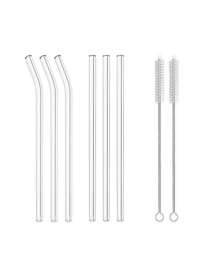Generic Clear Glass Straw set, 6 Straws and 2 Straw Brushes  - Image 1