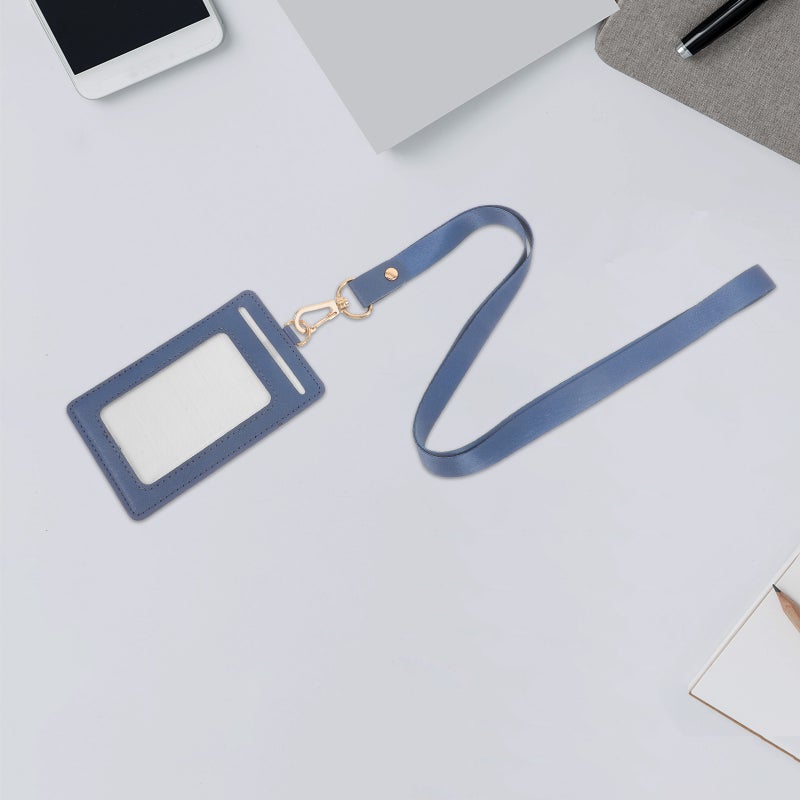ID Card Sleeve with Lanyard Reusable Badge Protector Card Sleeve ID Card Holder - Image 2