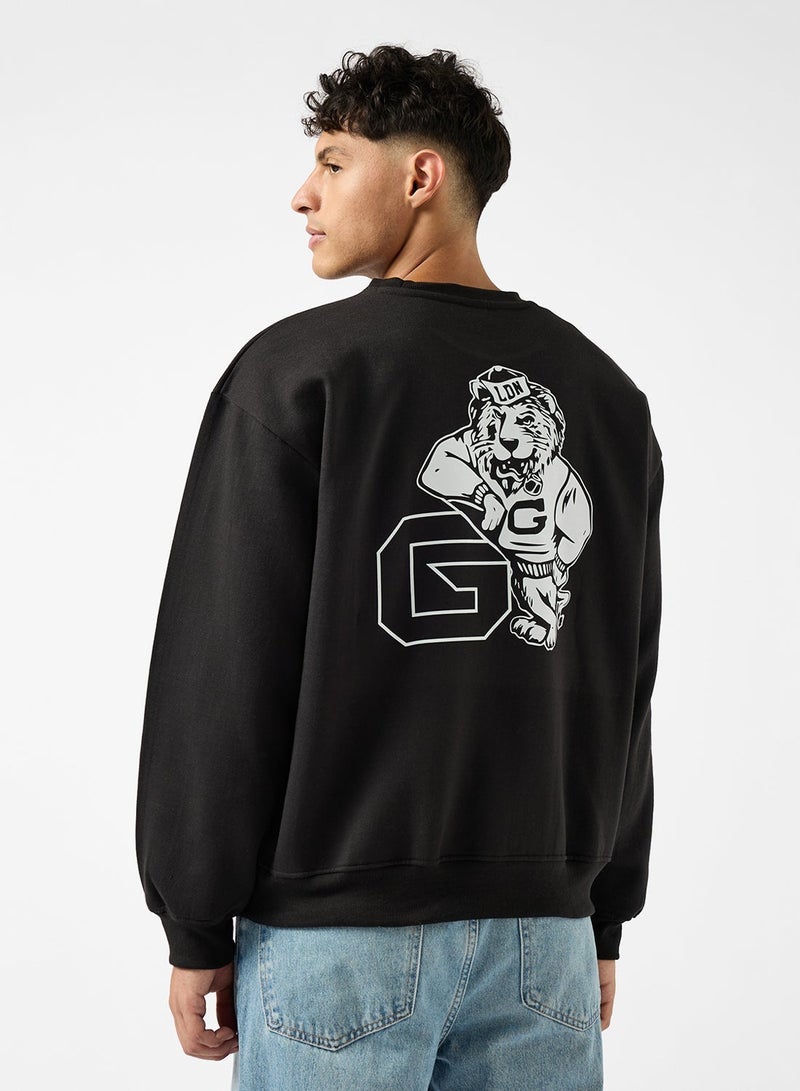 Seventy Five Graphic Crew Neck Pullover Oversize Sweatshirt - Image 2