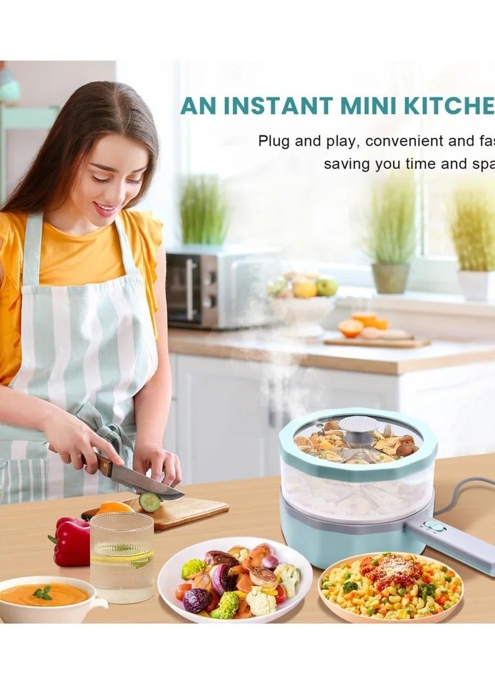 Electric Hot Pot with Steamer, 1.5L Non-Stick Ramen Cooker and Sauté Pan for Steak, Egg, Fried Rice, Soup, Portable Personal Cooker Perfect for Dorm and Apartment - Image 4